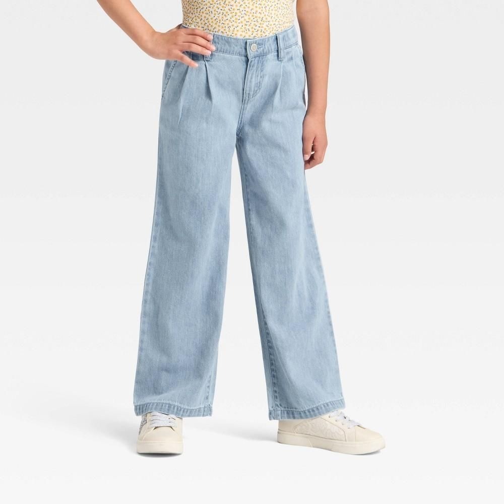 Cat & Jack Girls' Wide Leg Jeans Light Wash XXL NWT